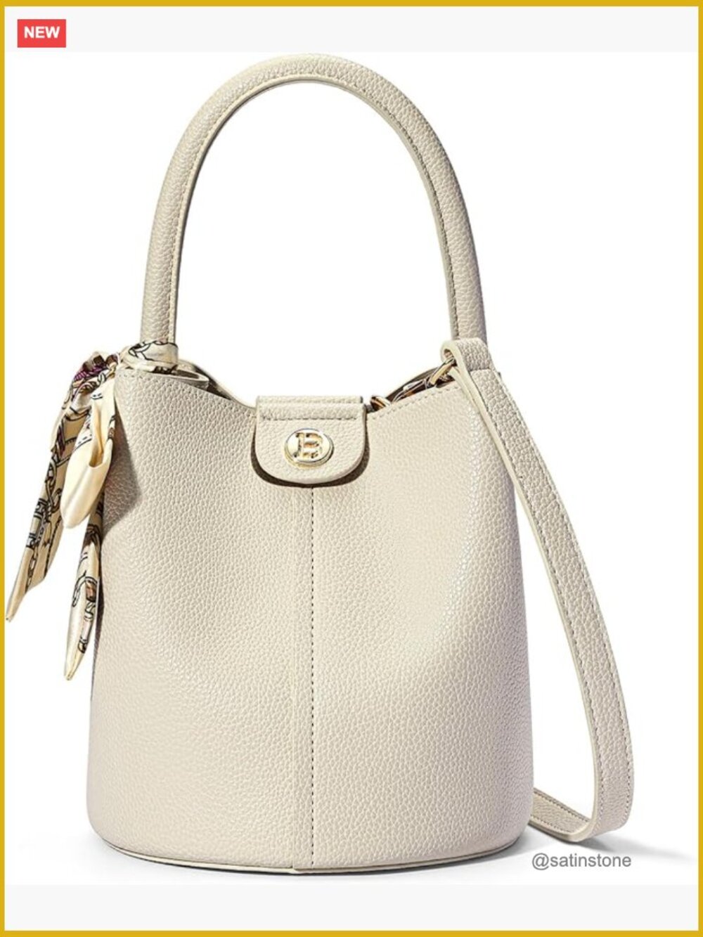 Vegan Leather Mini Bucket Crossbody Bag with Removable Strap